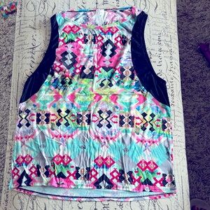 Pink Lotus Workout Tank Top with Mesh Insets size Large